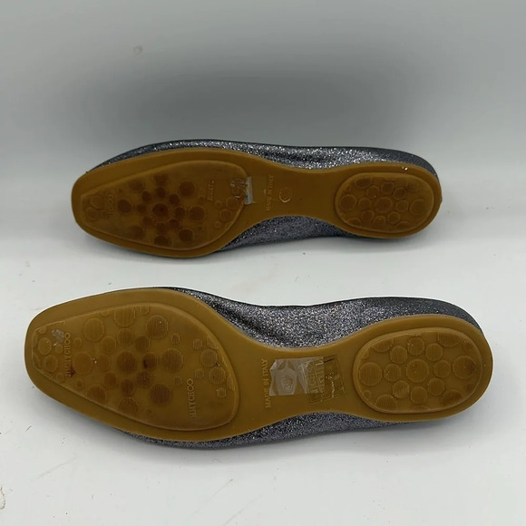 silver / metallic gray glitter Jimmy Choo ballet flats size 38 / 8 - Picture 5 of 5